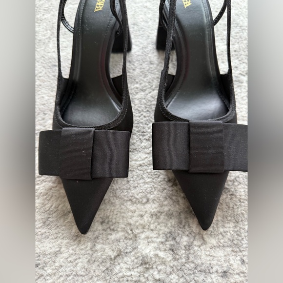 NWOT - Zara Slingback Heels with Bow - Picture 8 of 9